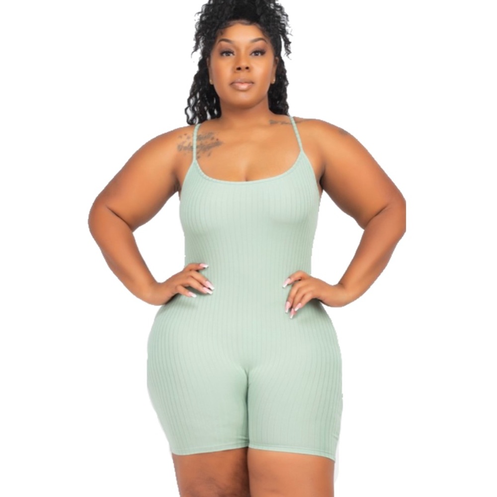 Ribbed Biker Rompers (S-3X)
